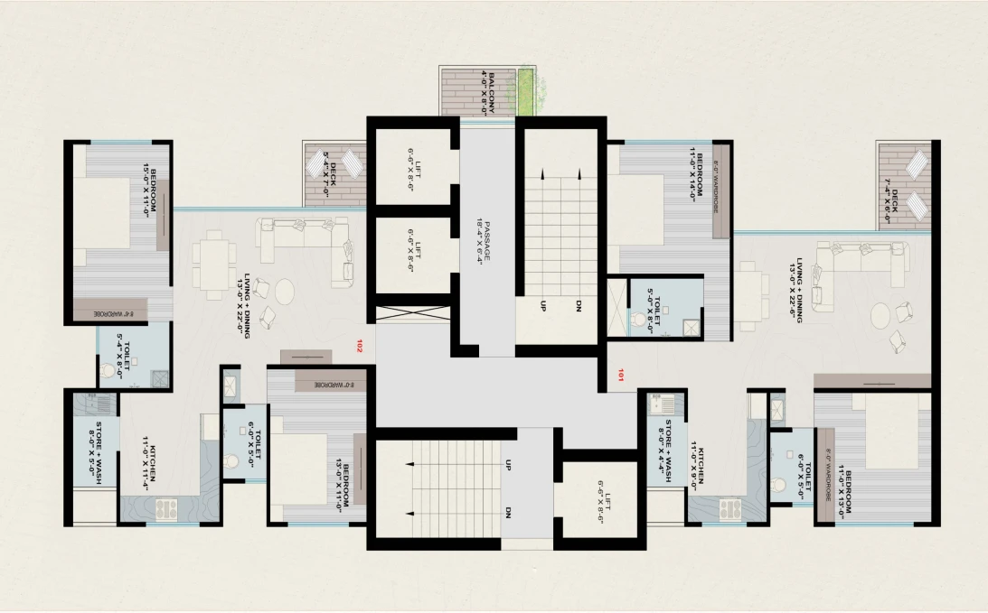 2 BHK Floor Plan